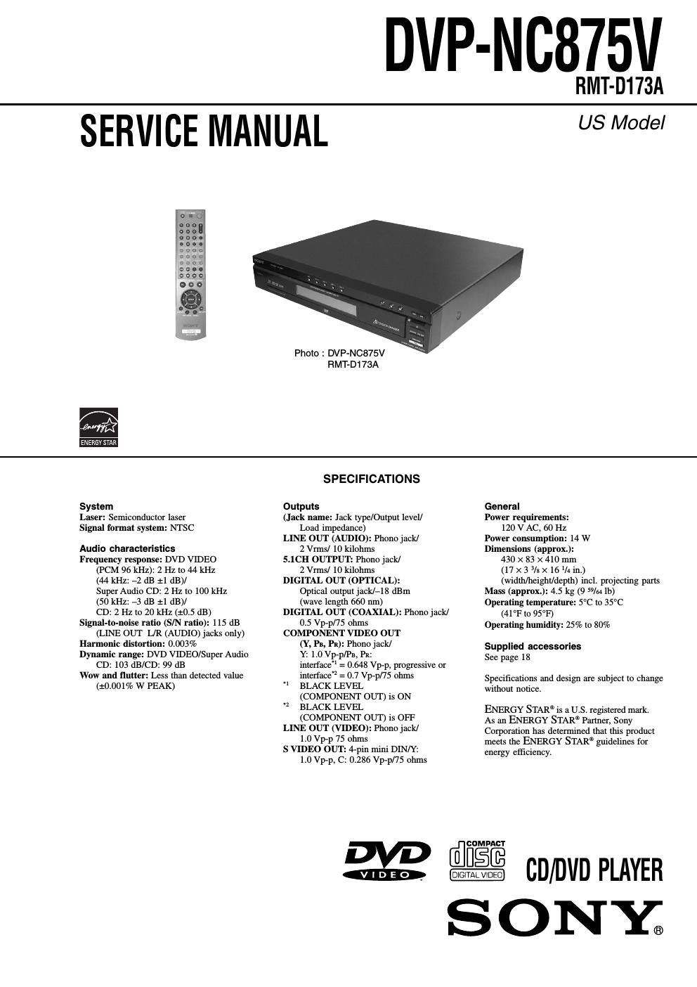 sony dvpnc 875 v service manual