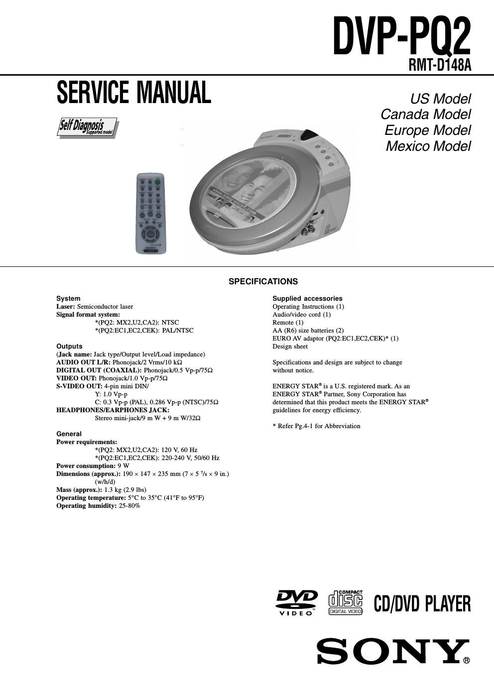 sony dvppq 2 service manual