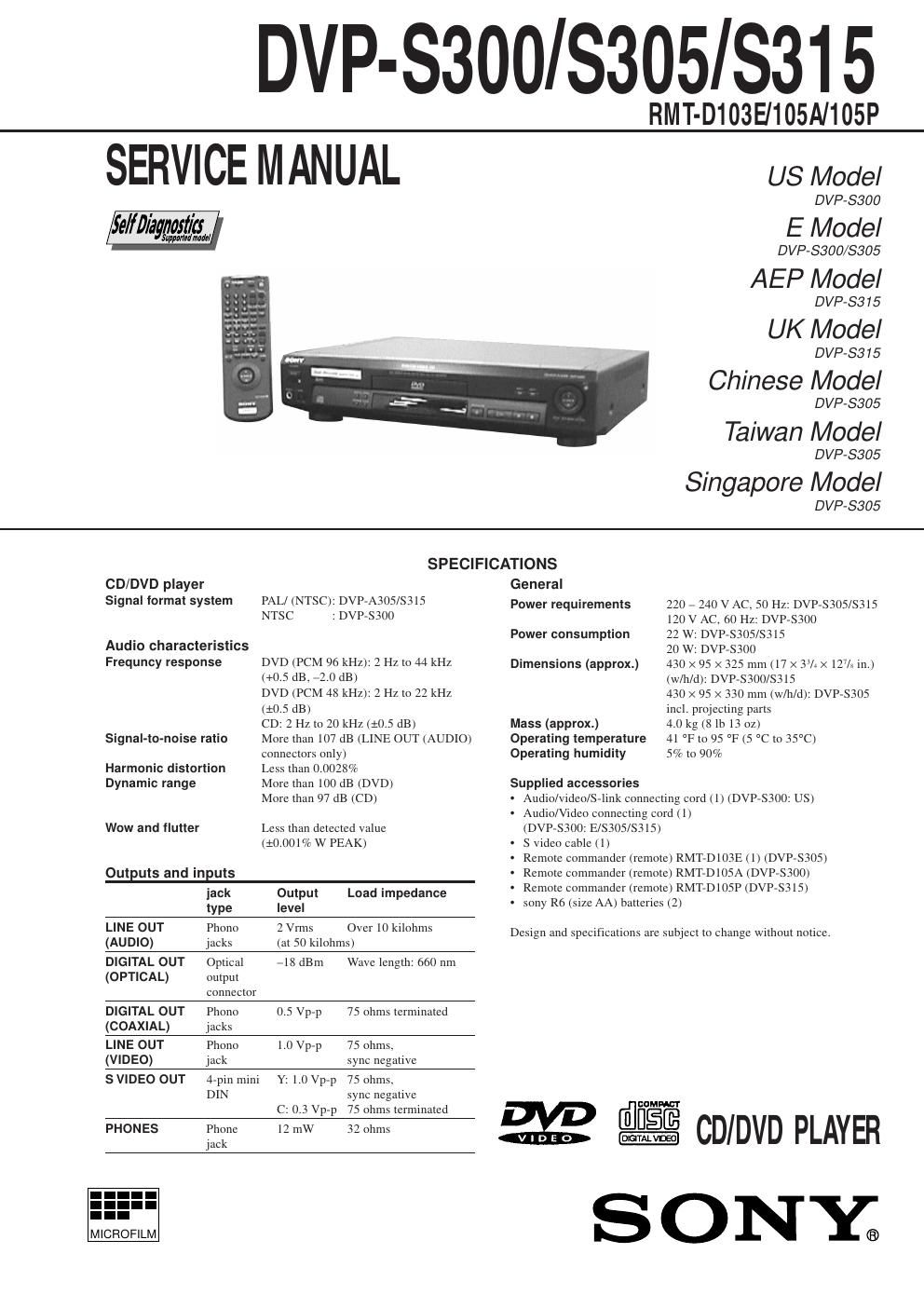 sony dvps 300 service manual