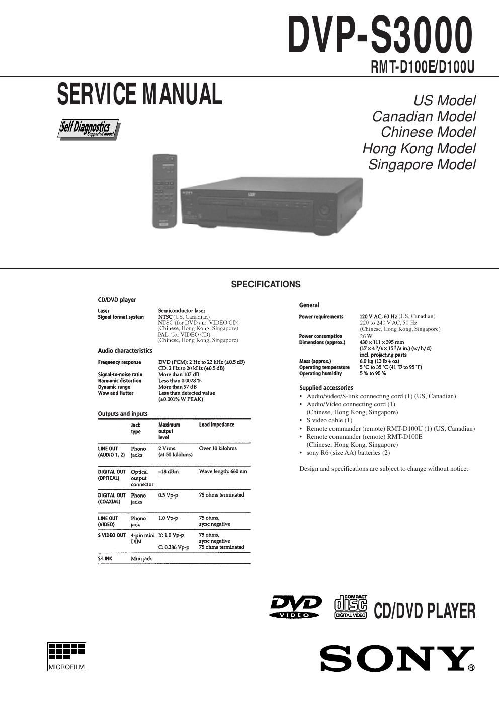 sony dvps 3000 service manual