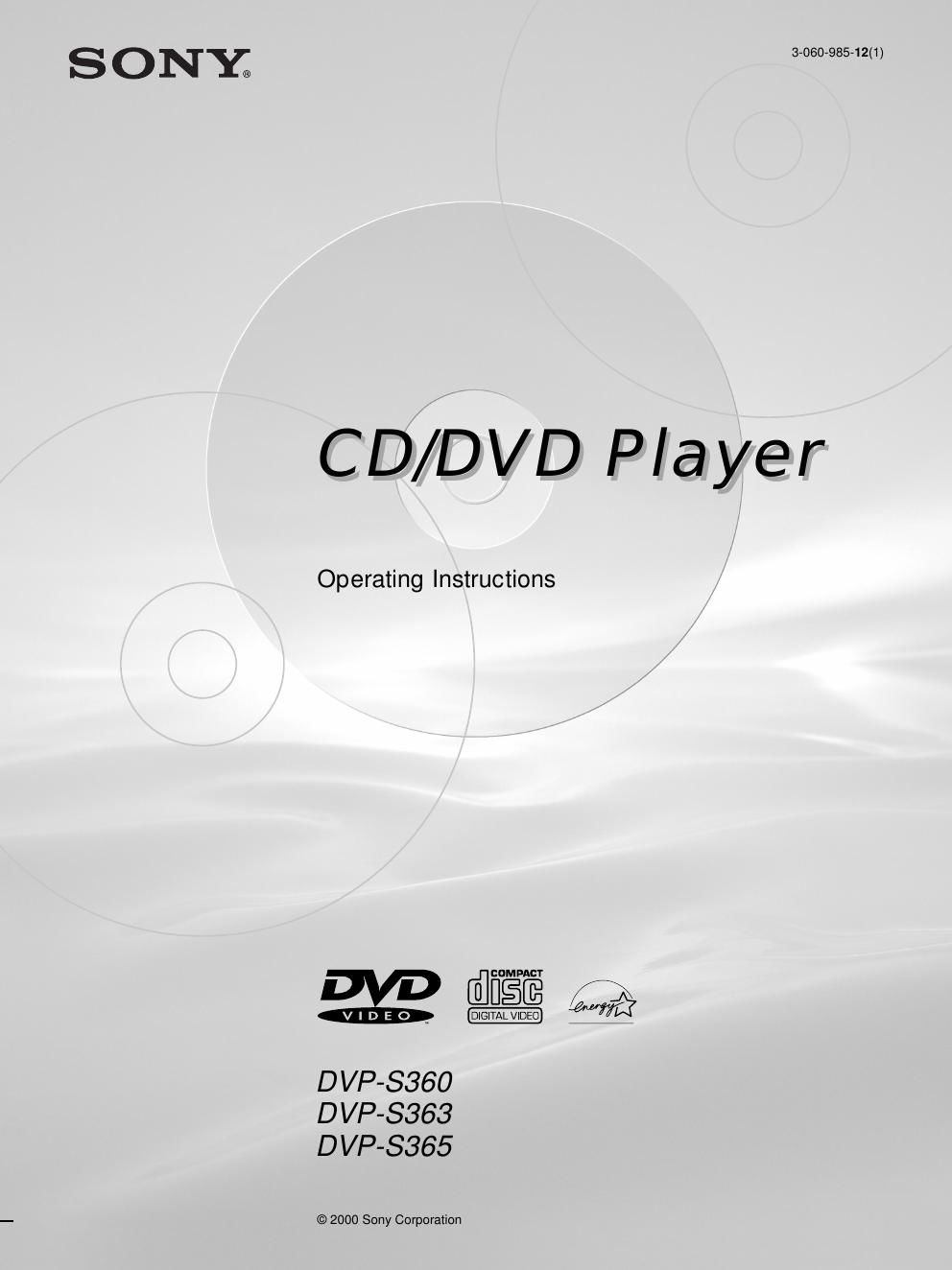 sony dvps 360 owners manual