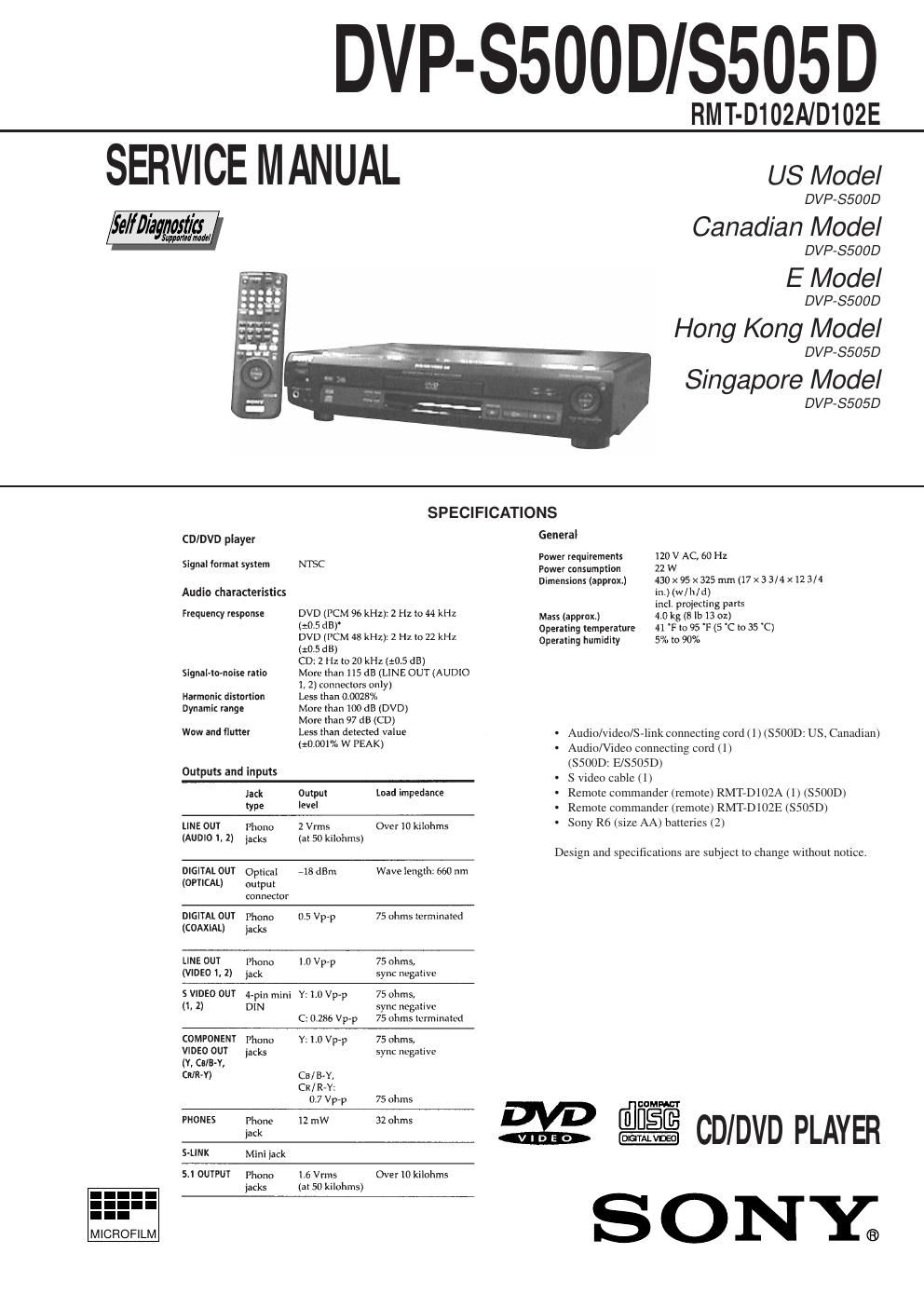 sony dvps 500 d service manual