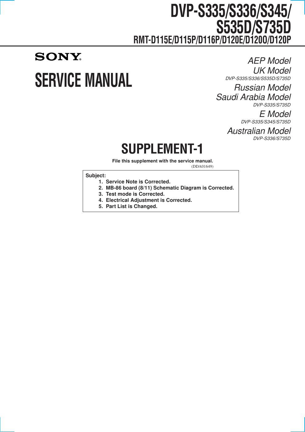 sony dvps 535 d service manual