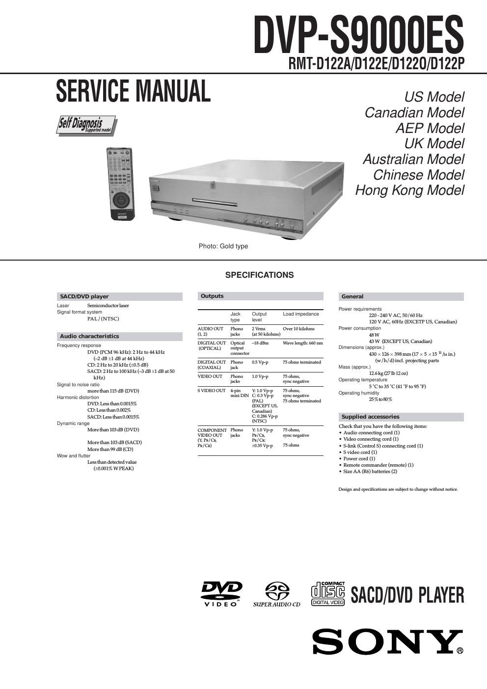 sony dvps 9000 es service manual