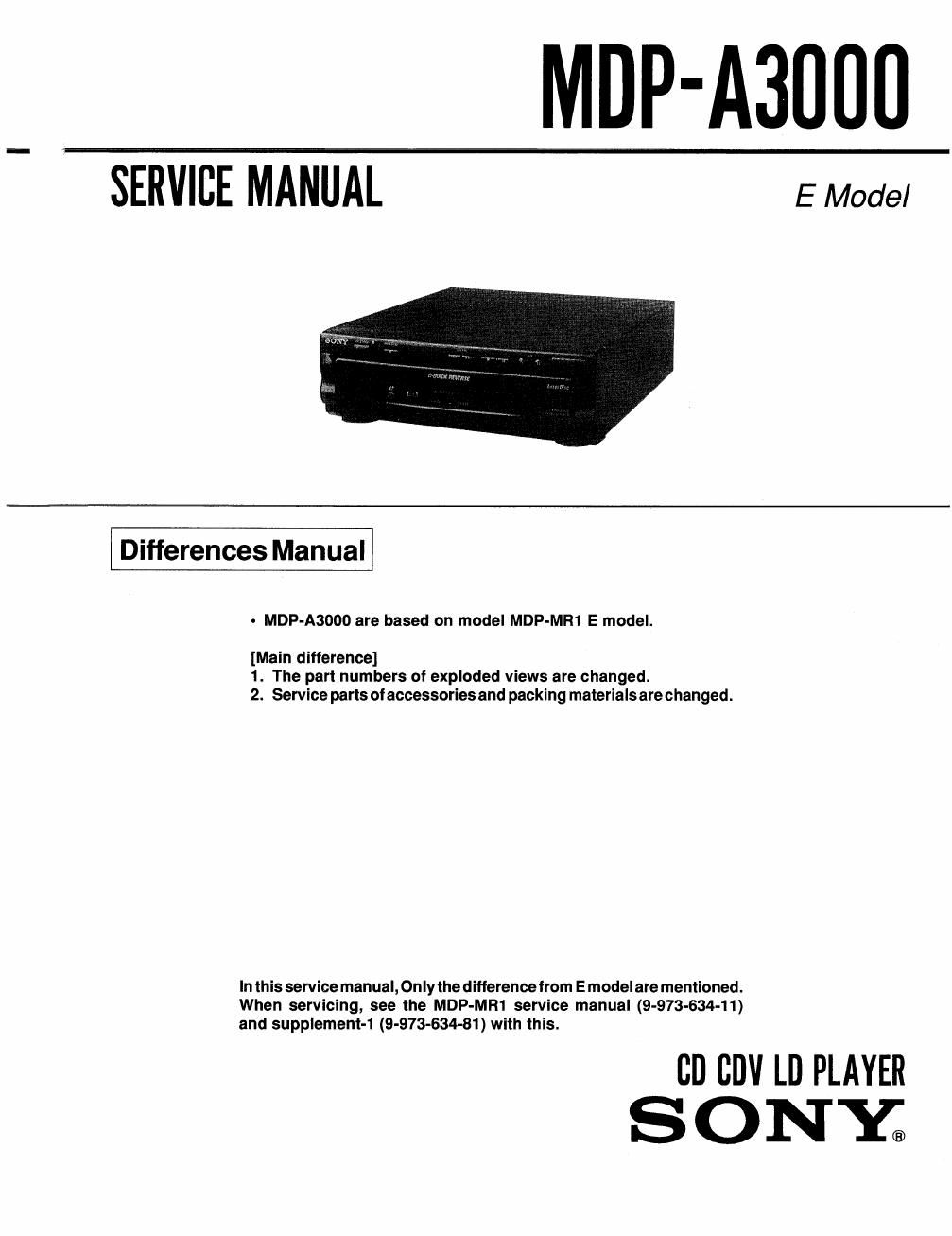 sony mdp a 3000 service manual