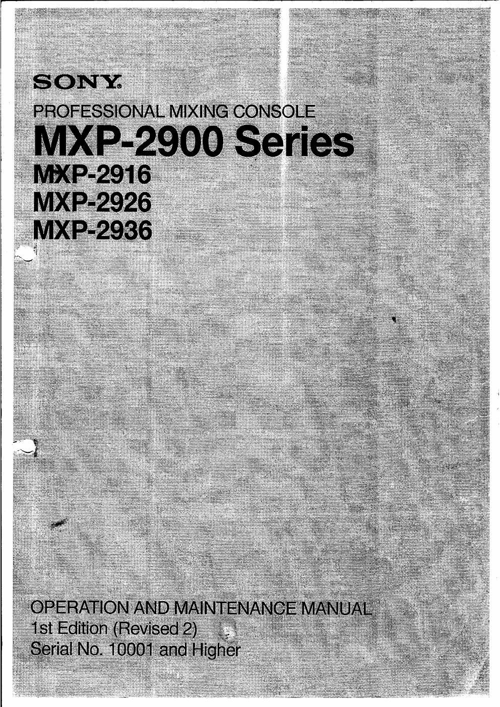 sony mxp 2900 Operation and Maintenance manual