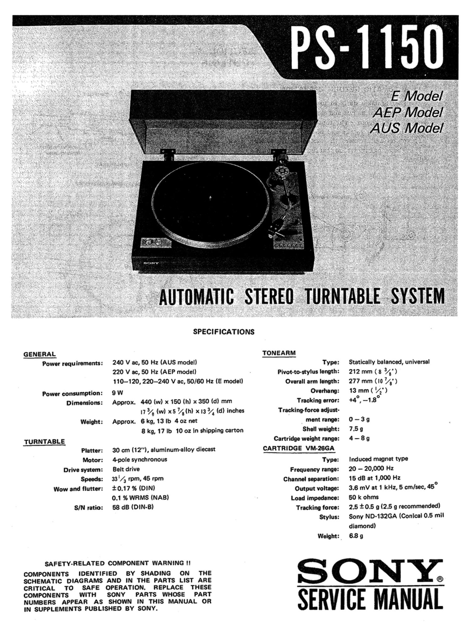 sony ps 1150 service manual