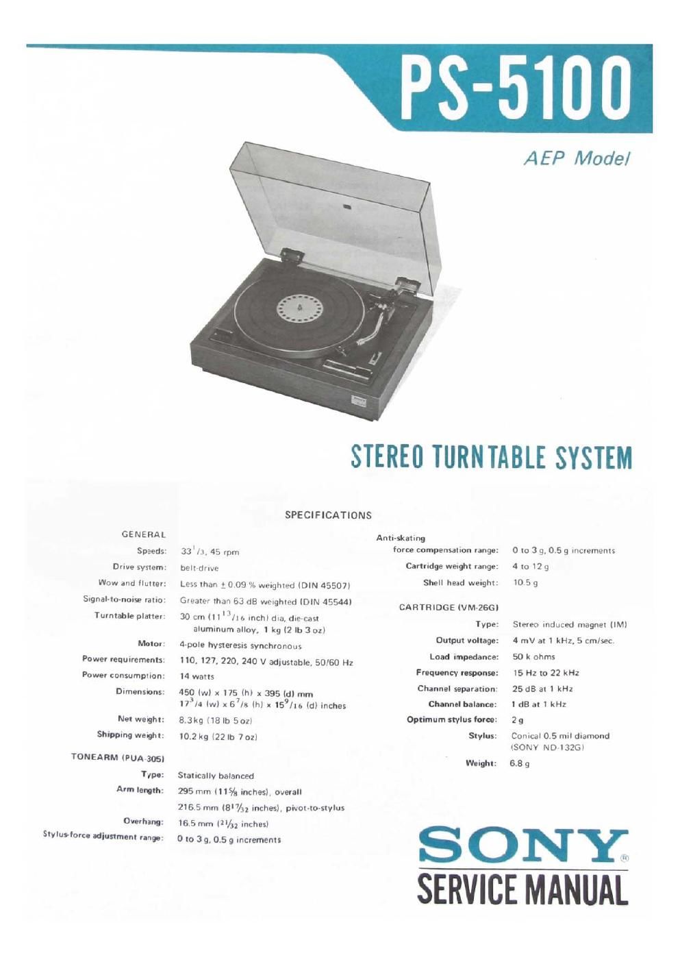 sony ps 5100 service manual