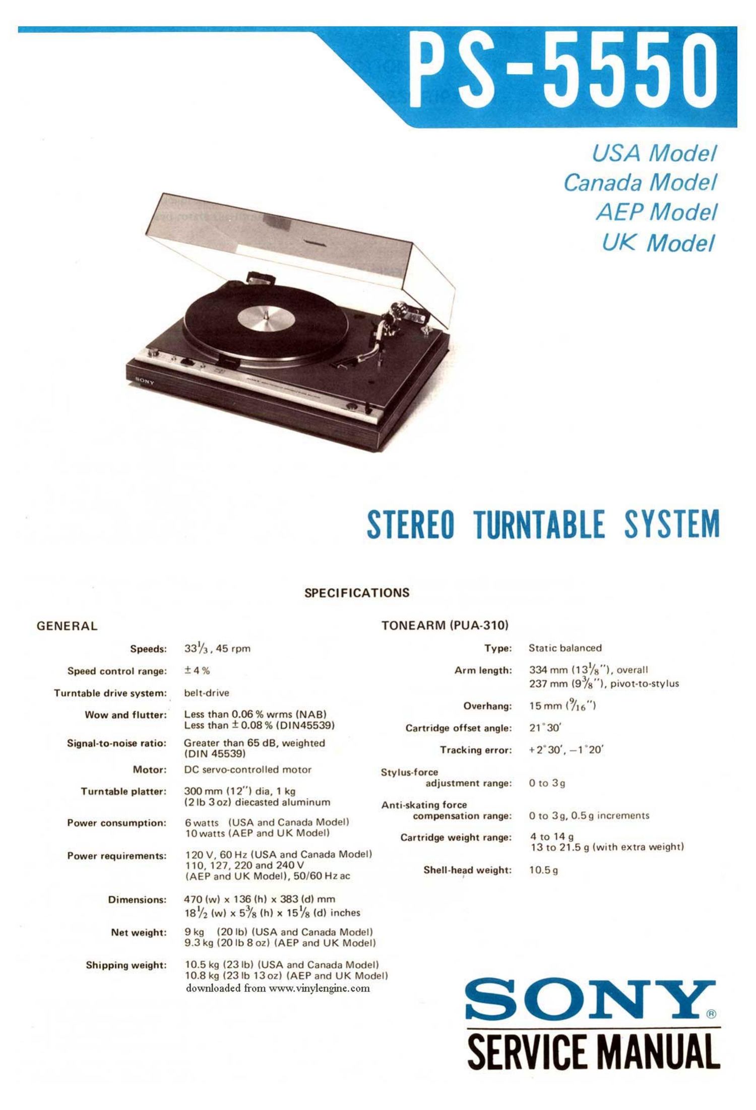 sony ps 5550 service manual