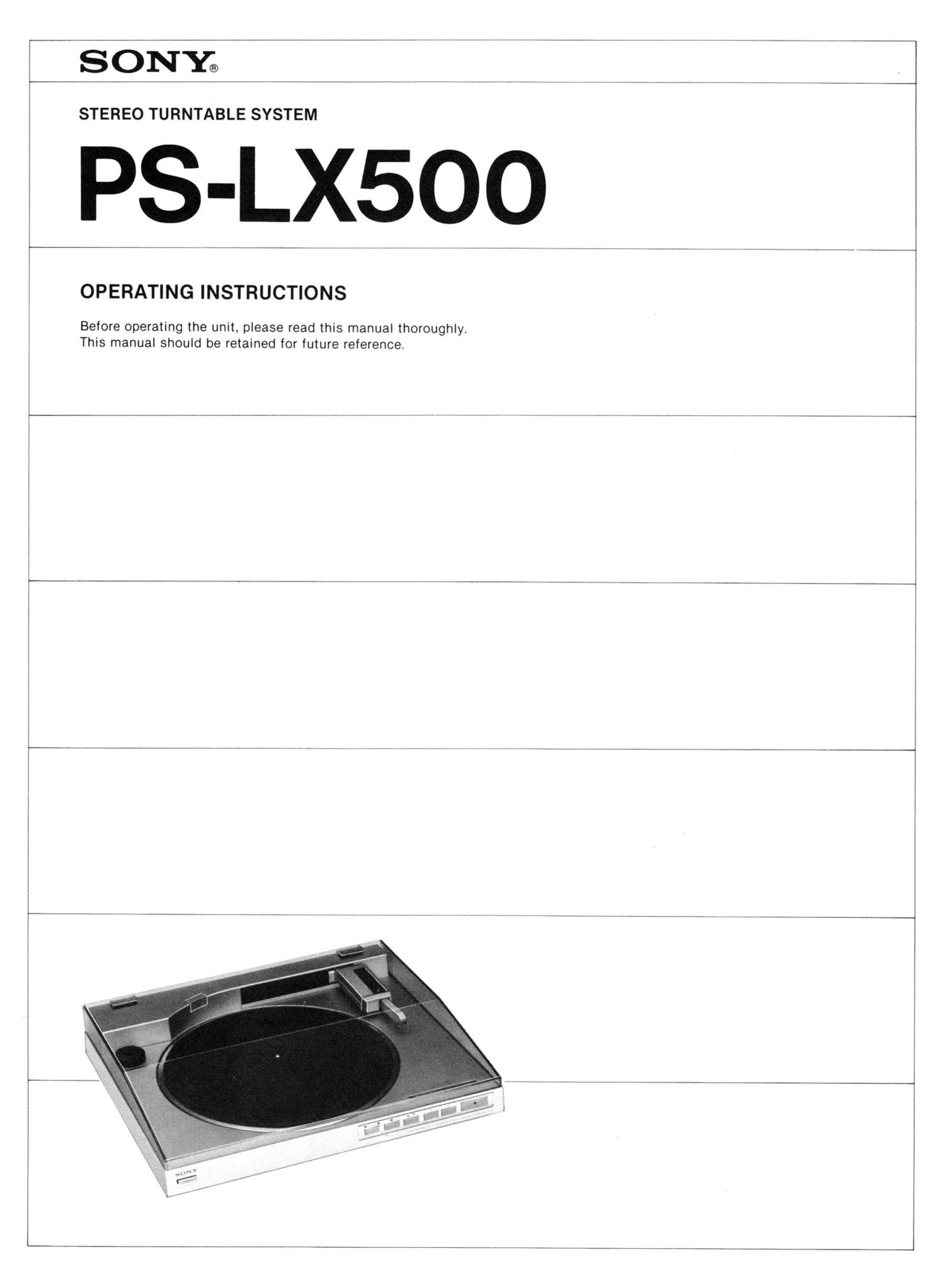 Sony PS LX 500 Owners Manual