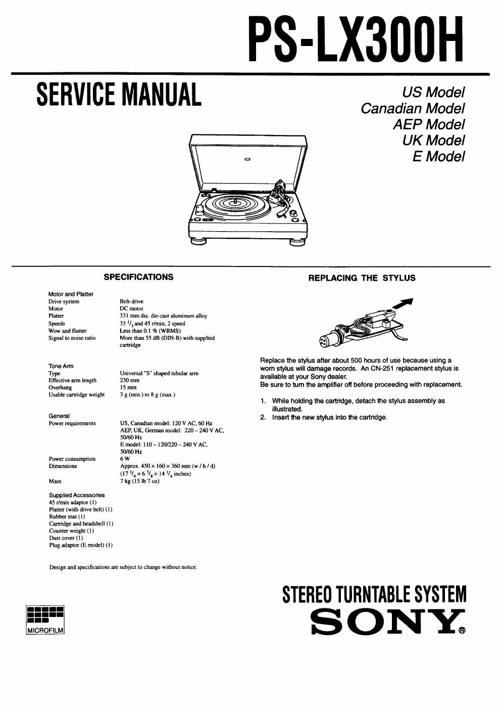 sony ps lx 300 h service manual