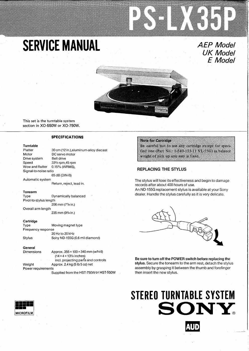 sony ps lx 35 p service manual