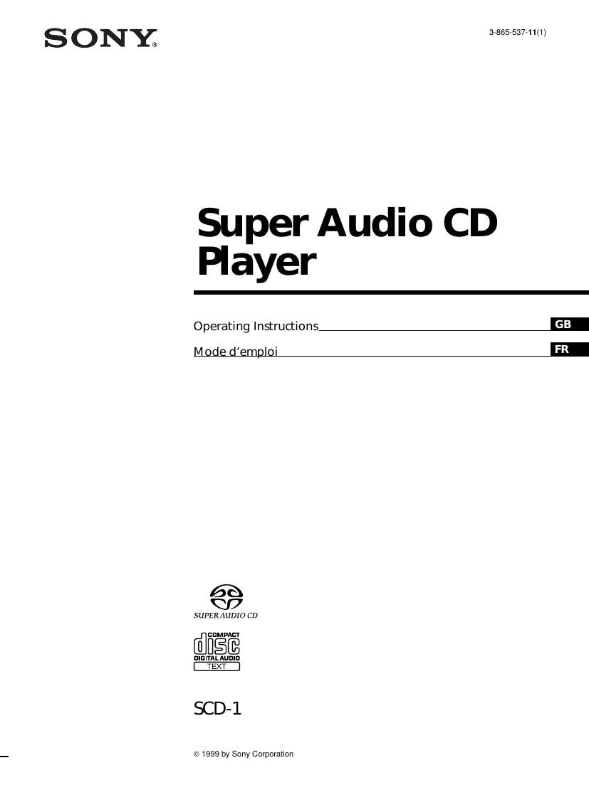 Sony SCD 1 Owners Manual