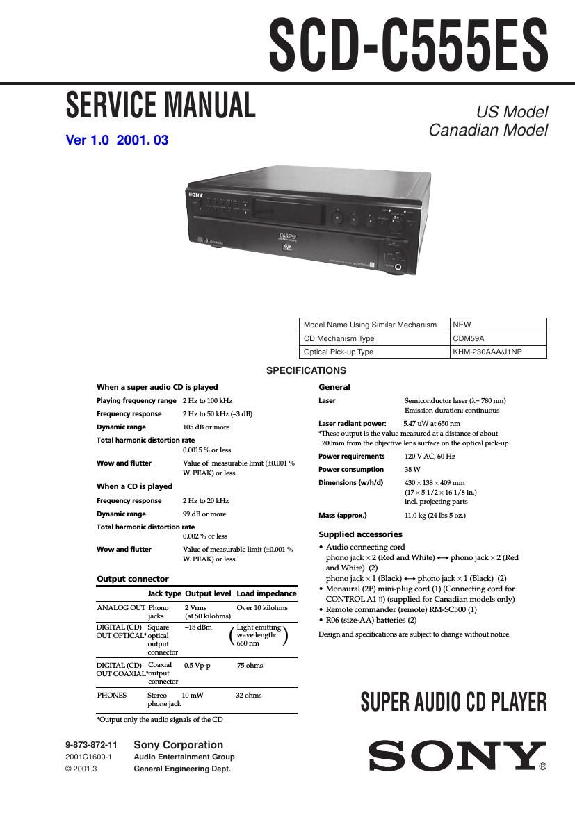 Sony SCD C555ES Service Manual