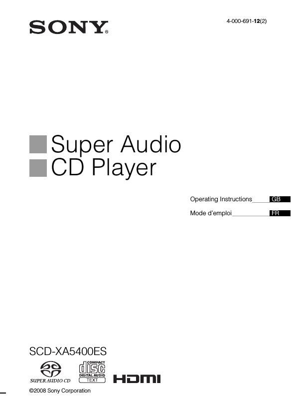 Sony SCD XA5400ES Owners Manual