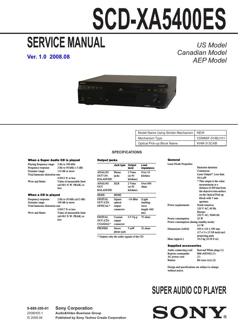 Sony SCD XA5400ES Service Manual