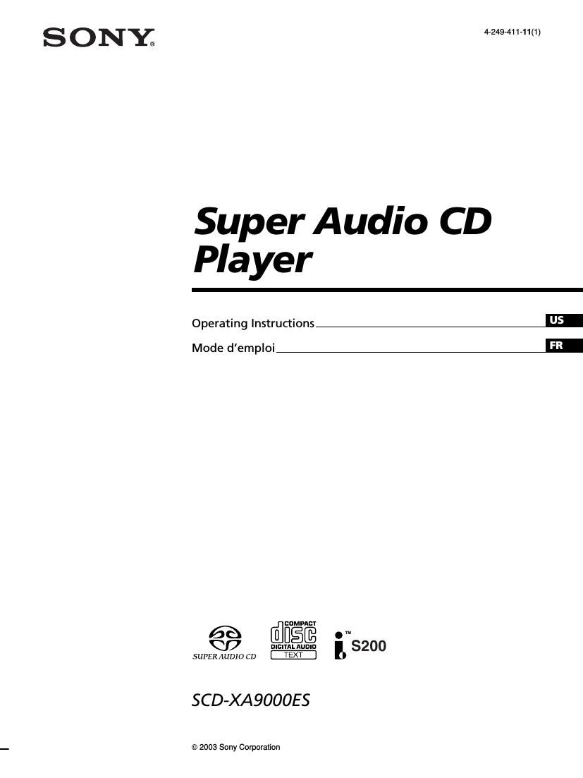 Sony SCD XA9000ES Owners Manual