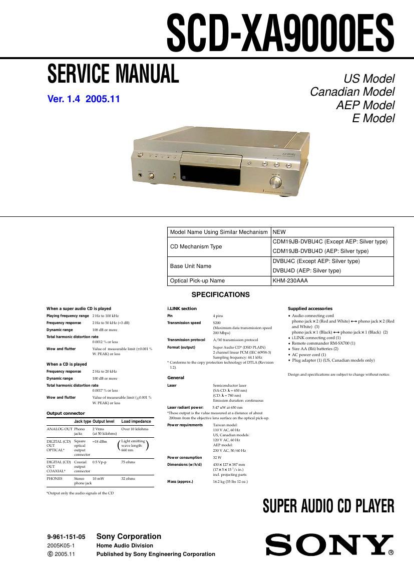 Sony SCD XA9000ES Service Manual