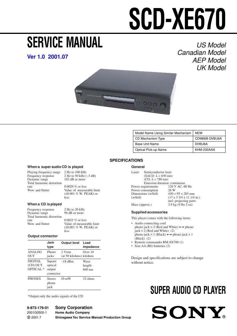 Sony SCD XE670 Service Manual