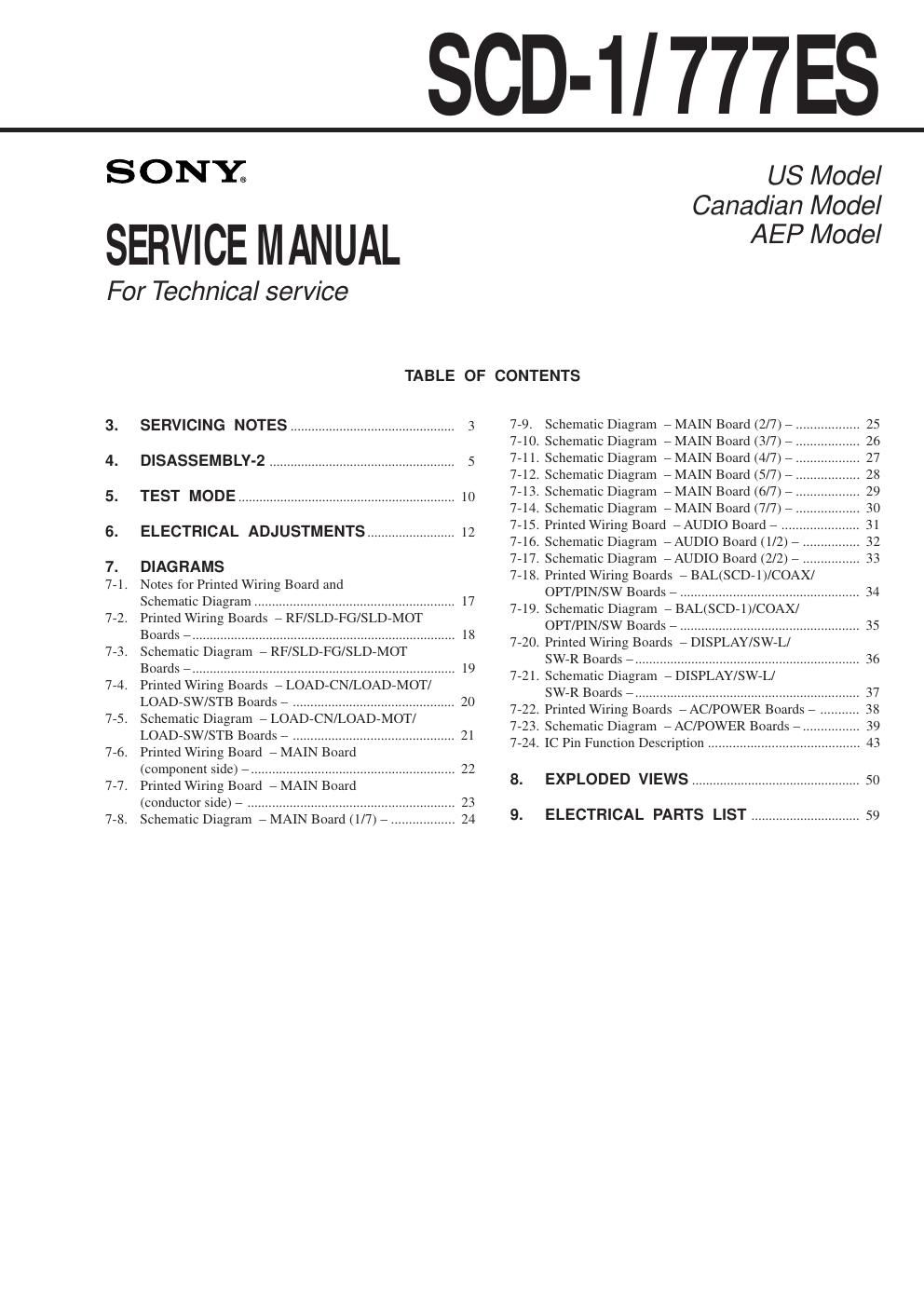 sony scd 1777 es service manual