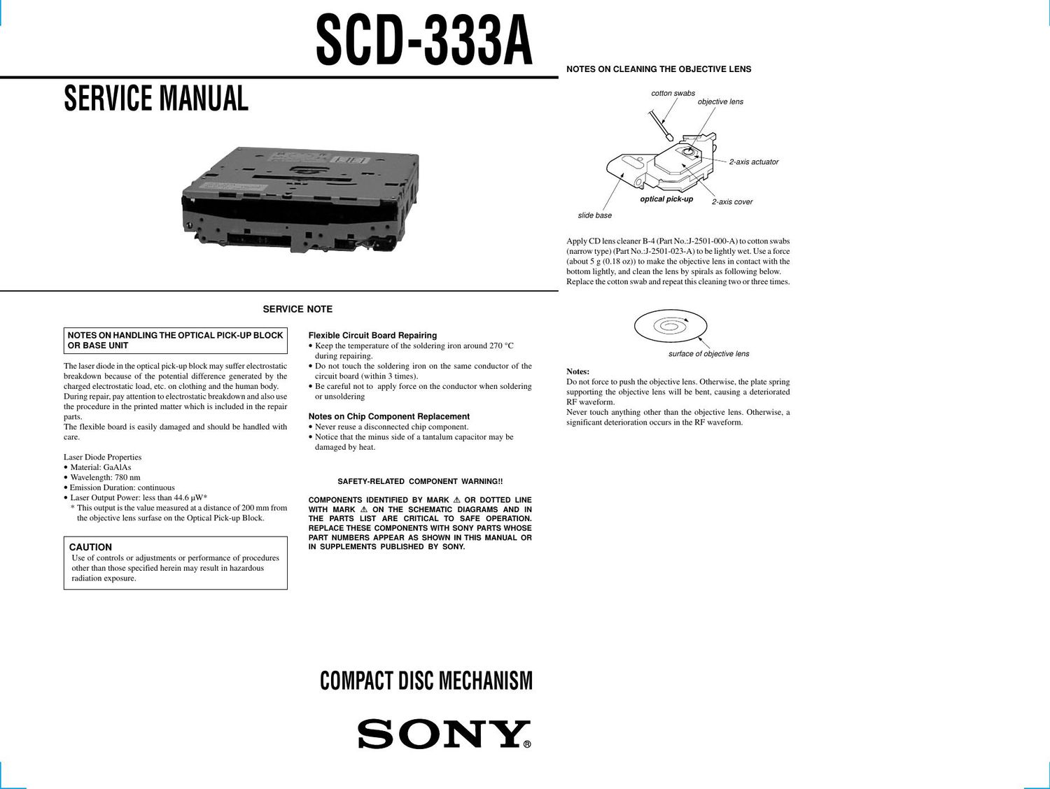 sony scd 333 a service manual