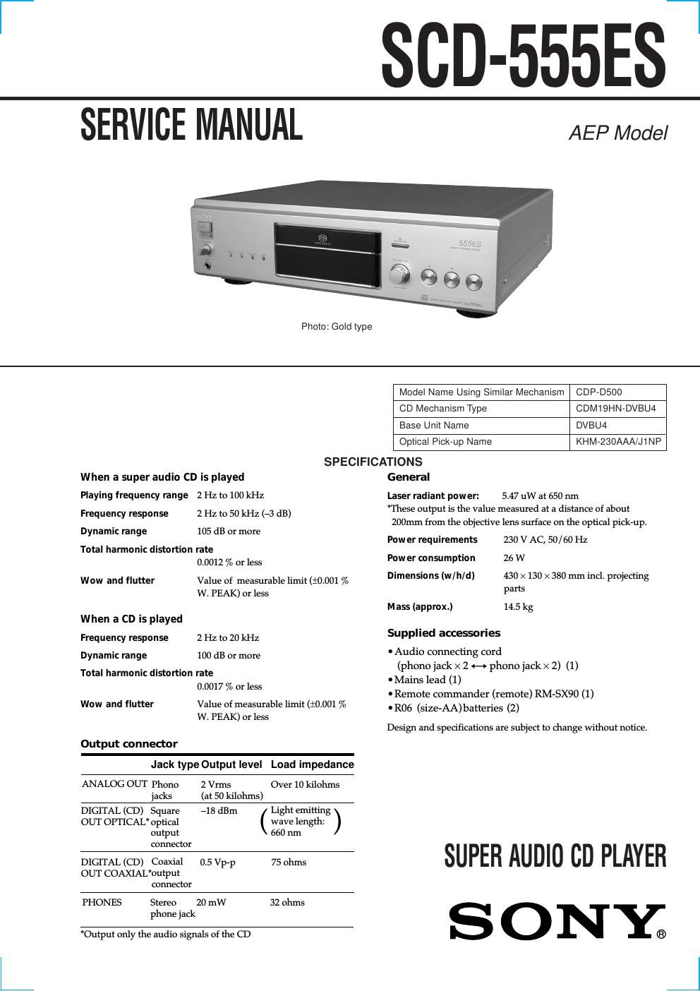 sony scd 555 es service manual