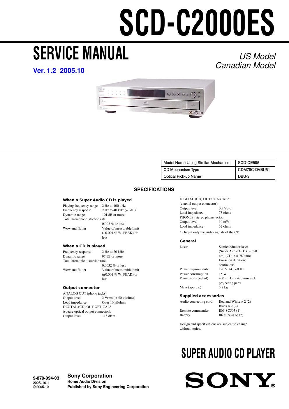 sony scd c 2000 es service manual