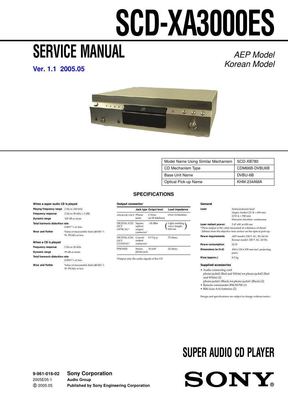 sony scd xa 3000 es service manual