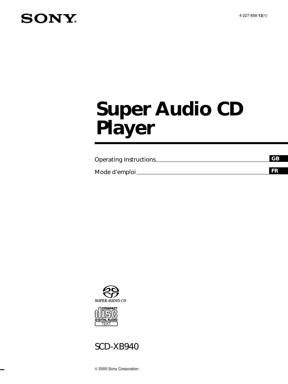 sony scd xb 940 owners manual