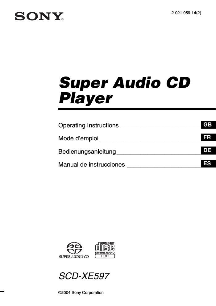 sony scd xe 597 service manual