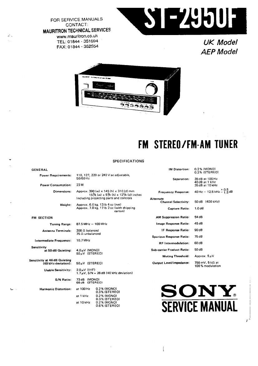 Sony ST 2950F Service Manual