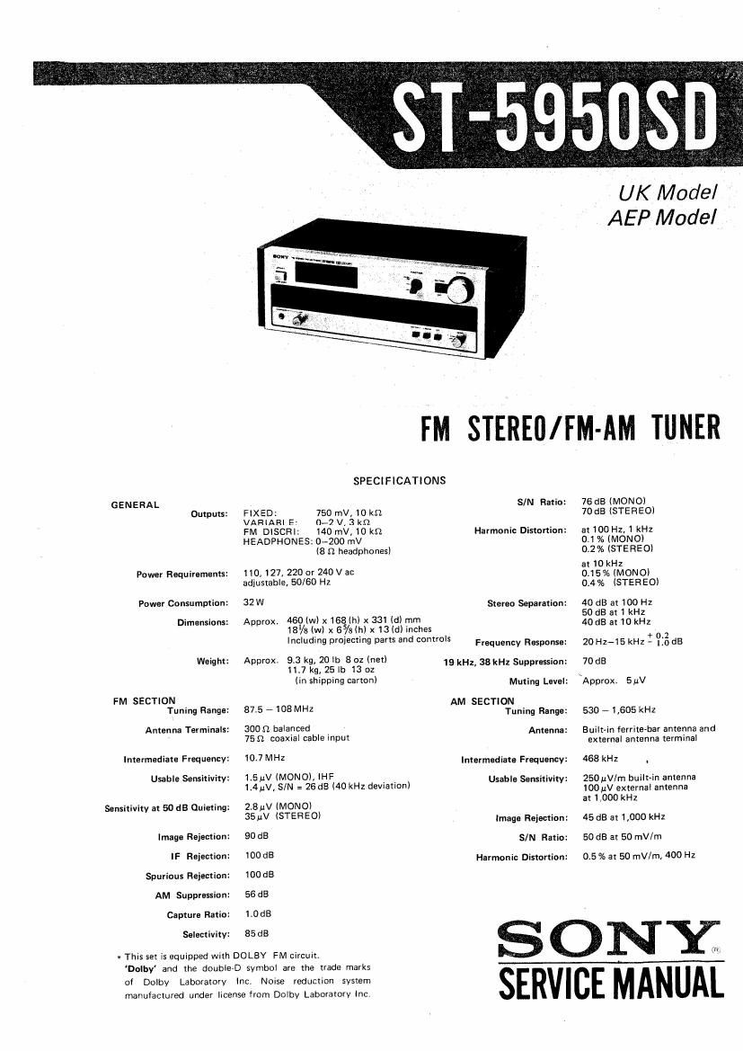 Sony ST 5950SD Service Manual