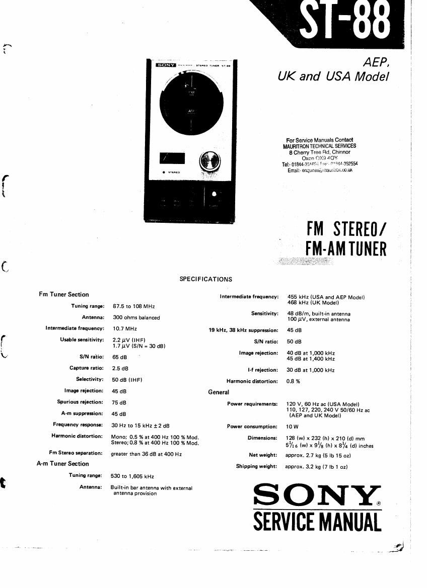 Sony ST 88 Service Manual