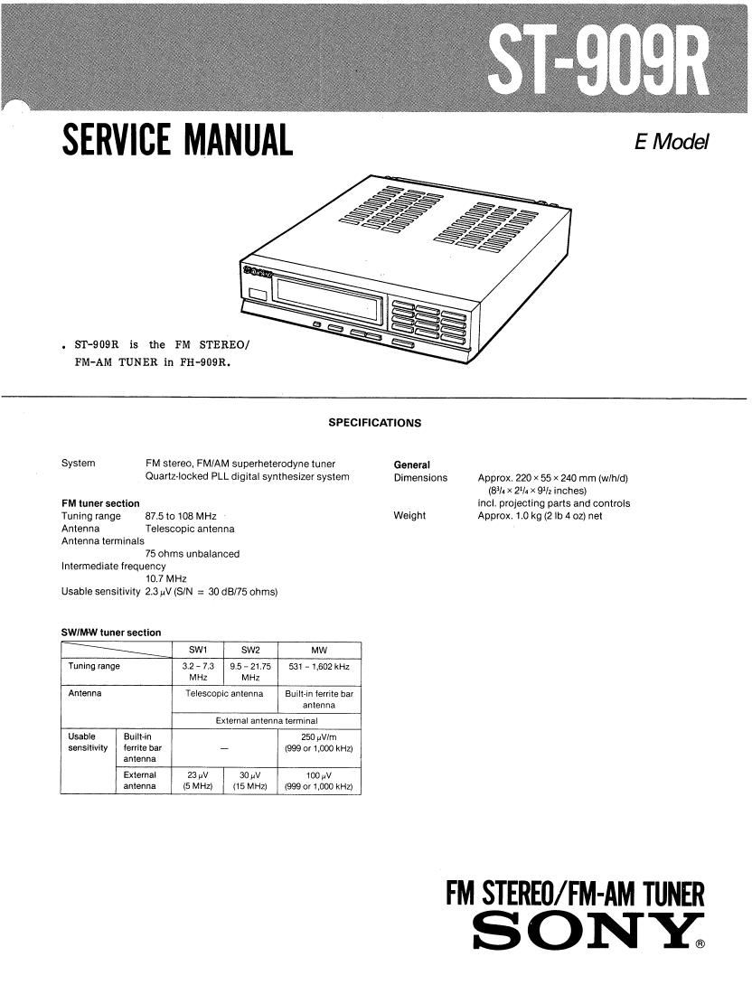 Sony ST 909R Service Manual