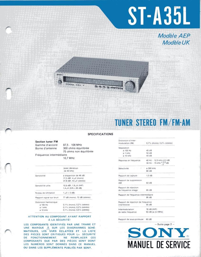 Sony ST A35L Service Manual