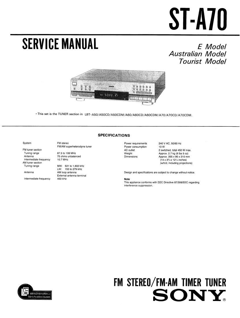 Sony ST A70 Service Manual