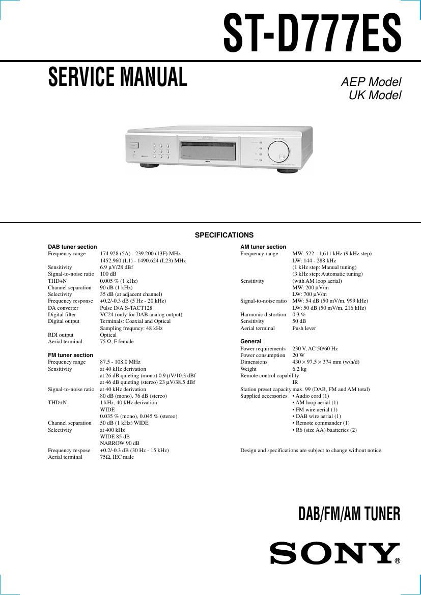 Sony ST D777ES Service Manual