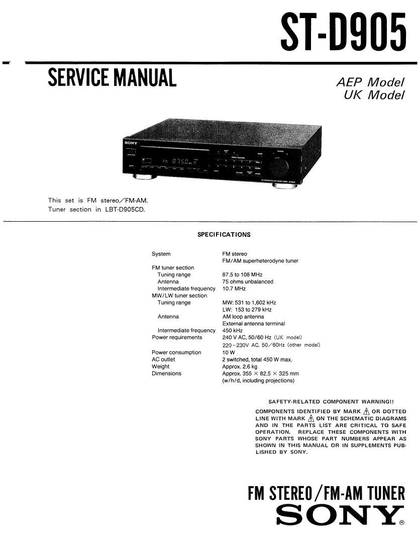 Sony ST D905 Service Manual