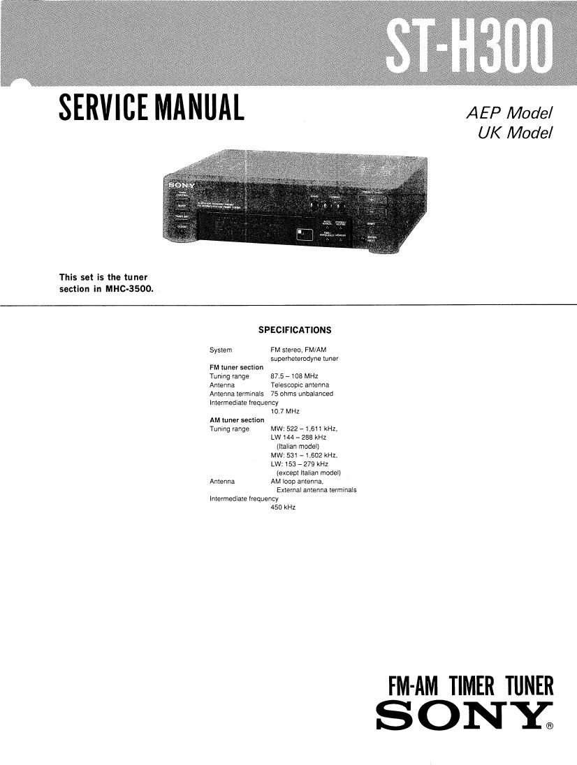 Sony ST H300 Service Manual