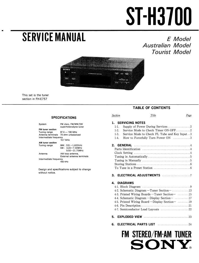 Sony ST H3700 Service Manual