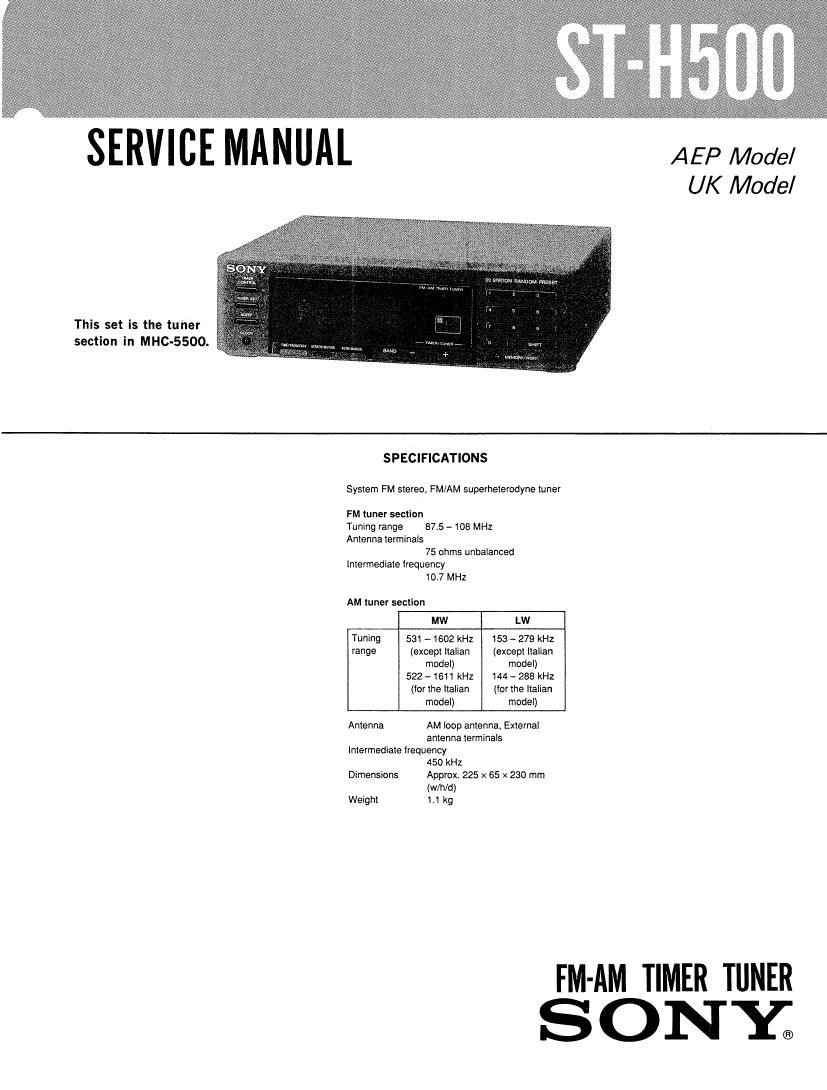 Sony ST H500 Service Manual