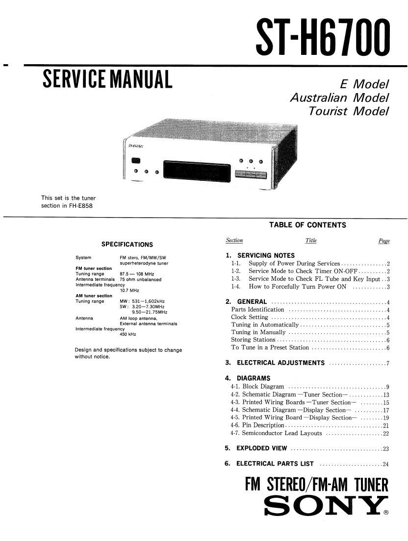 Sony ST H6700 Service Manual