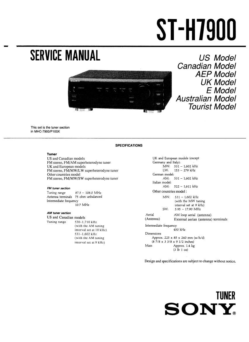 Sony ST H7900 Service Manual