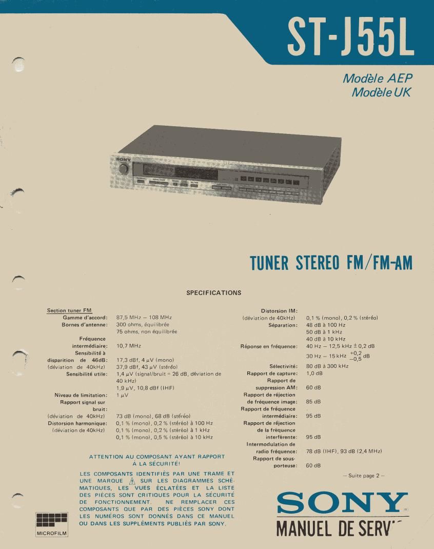 Sony ST J55L Service Manual