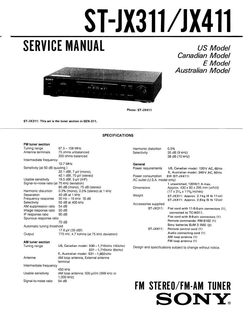 Sony ST JX311 Service Manual