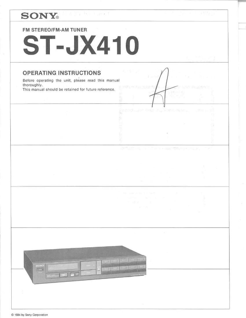 Sony ST JX410 Owners Manual