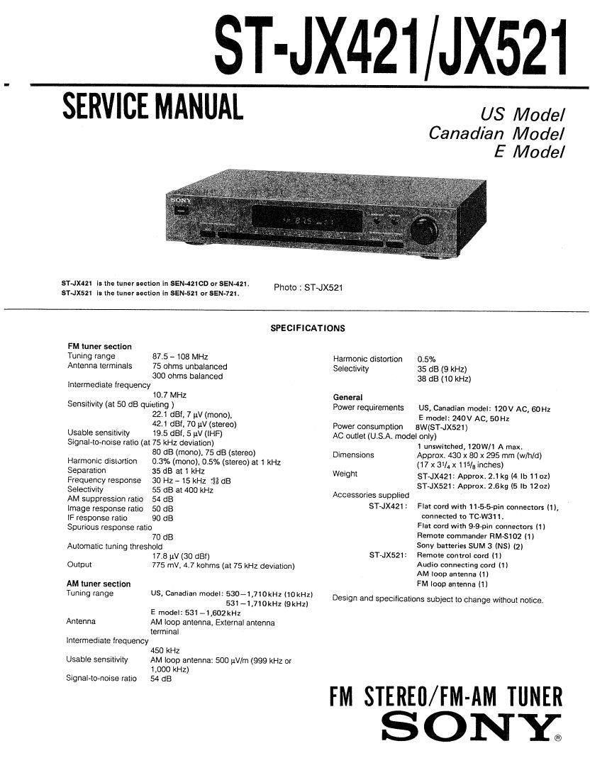 Sony ST JX421 Service Manual