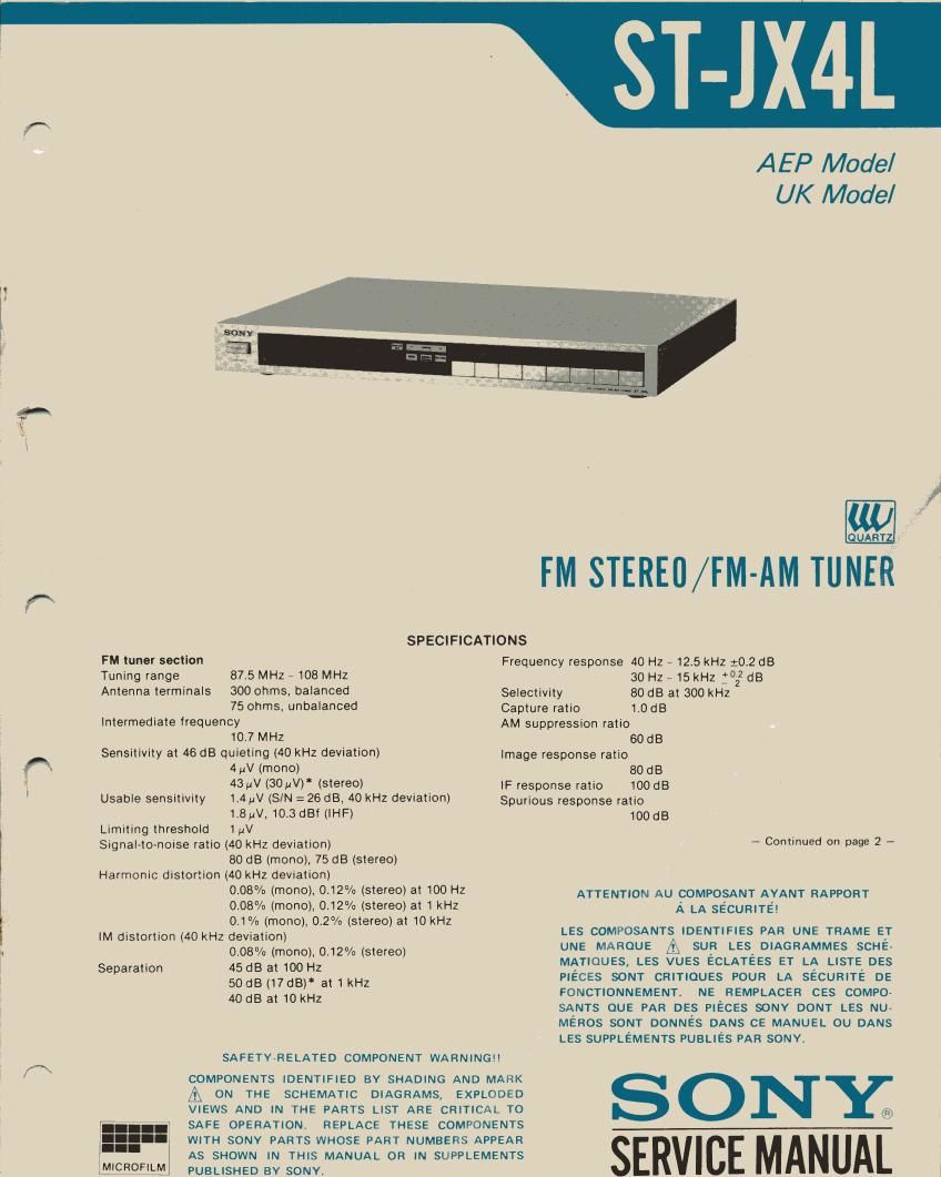 Sony ST JX4L Service Manual