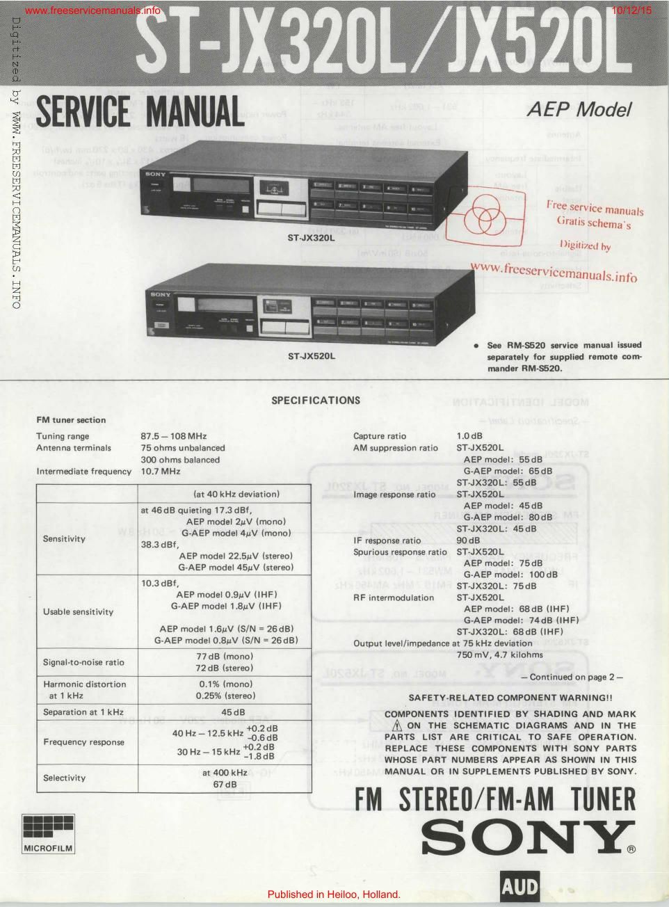 sony st jx 320l st jx 520l