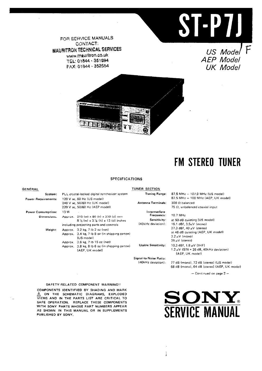 sony st p 7 j service manual